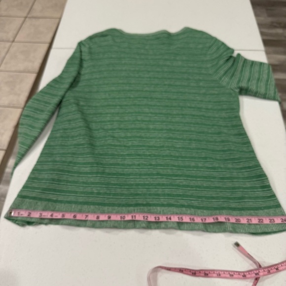 Soft Surroundings Stripe Sweater Twist Accent Green Cotton Blend Size Petite XL - Picture 10 of 12